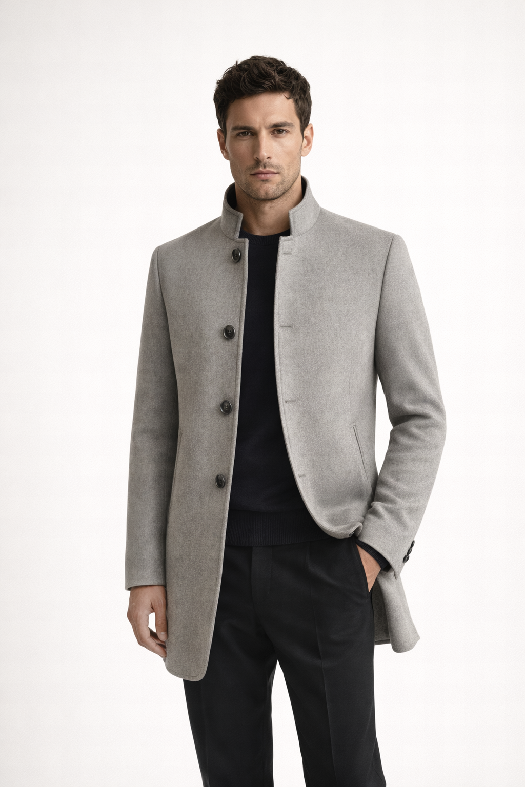 Álvaro | Abrigo Clásico con Cuello Mao
