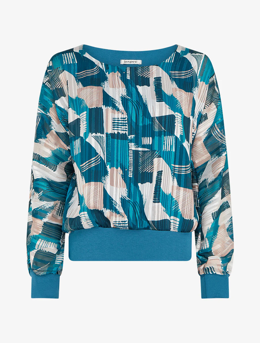 Blusa de gasa estampada con detalles irisados