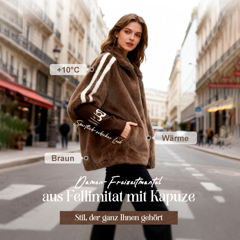 Abrigo informal para mujer con capucha y cremallera.