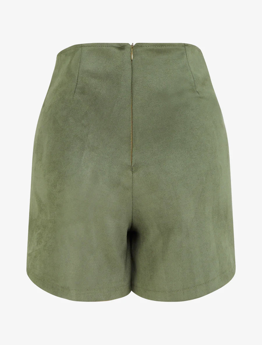 Falda pantalón con cremallera en ante sintético