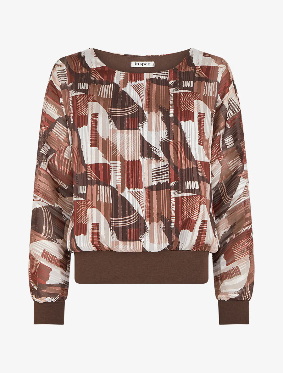 Blusa de gasa estampada con detalles irisados