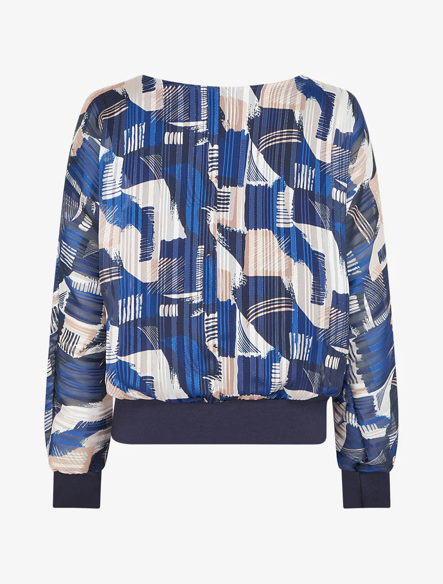 Blusa de gasa estampada con detalles irisados