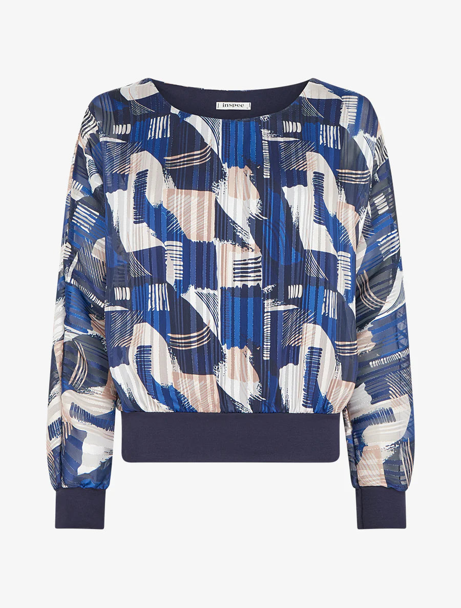 Blusa de gasa estampada con detalles irisados