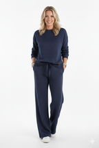 Viviana | Conjunto informal de cuello redondo, brillante y color uniforme.