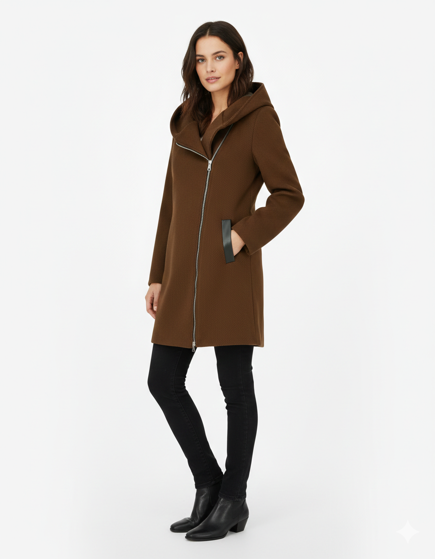 Abrigo con capucha textura