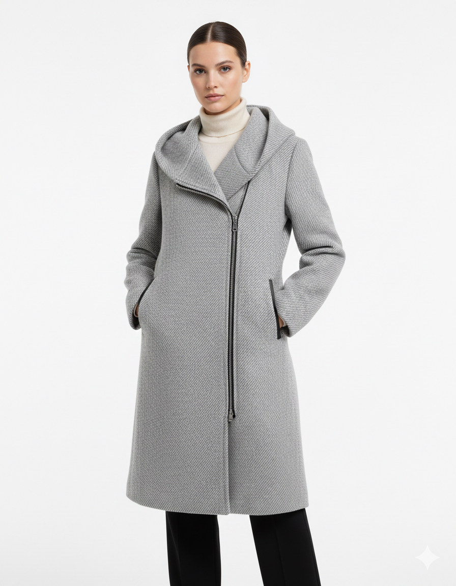 Abrigo con capucha textura