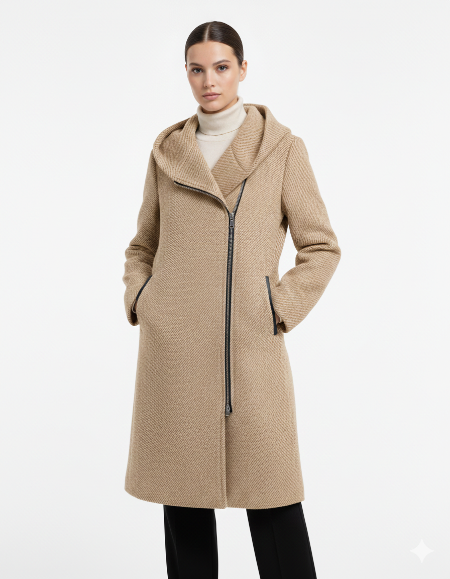 Abrigo con capucha textura
