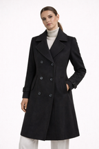 Abrigo recto cruzado - Negro