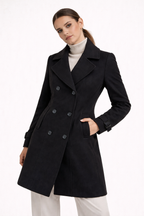 Abrigo recto cruzado - Negro