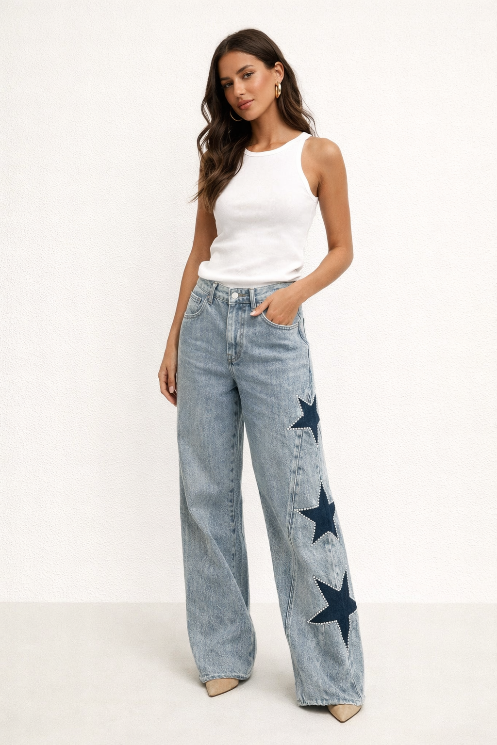 Melisa | Jeans Casual rectos de estrellas