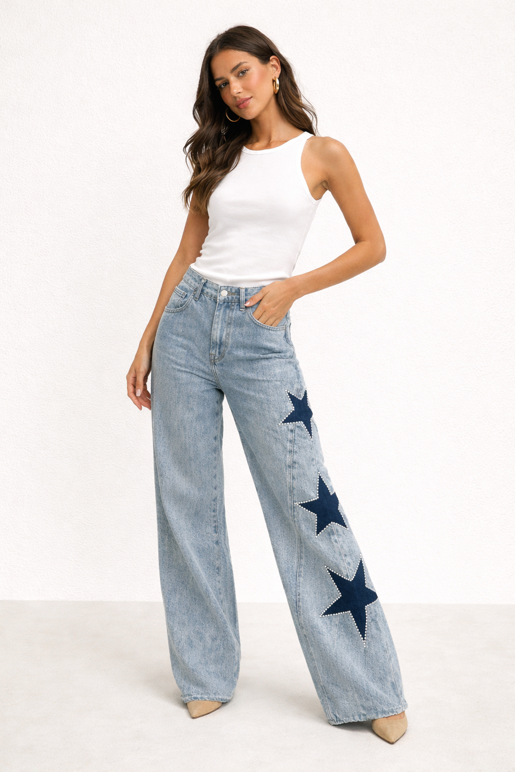 Melisa | Jeans Casual rectos de estrellas