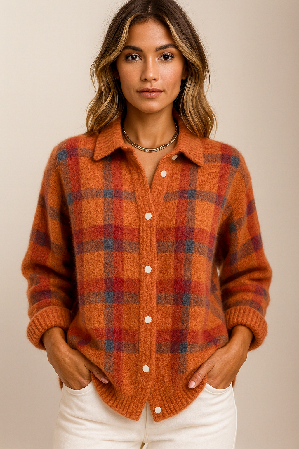 Anna™ | Cárdigan de punto suave a cuadros