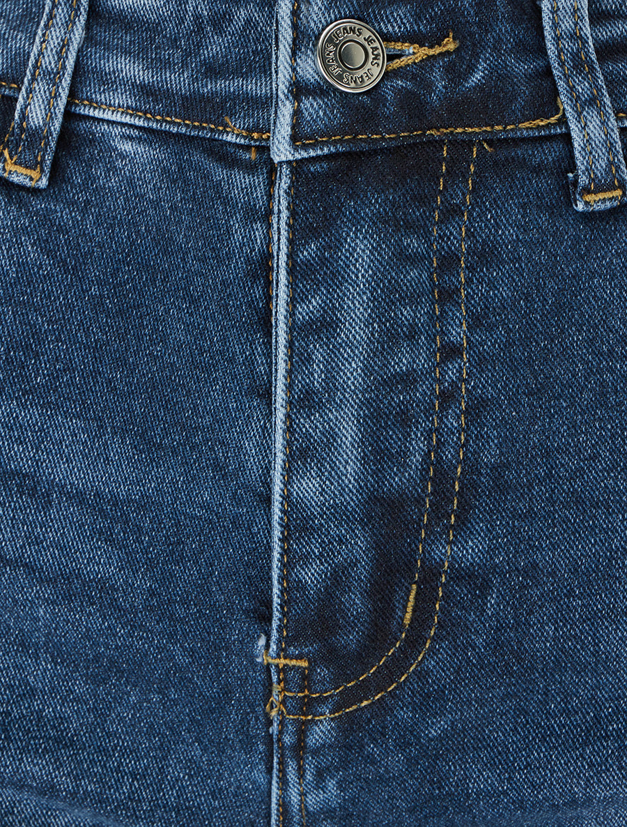 Vaqueros desgastados de corte recto - Azul