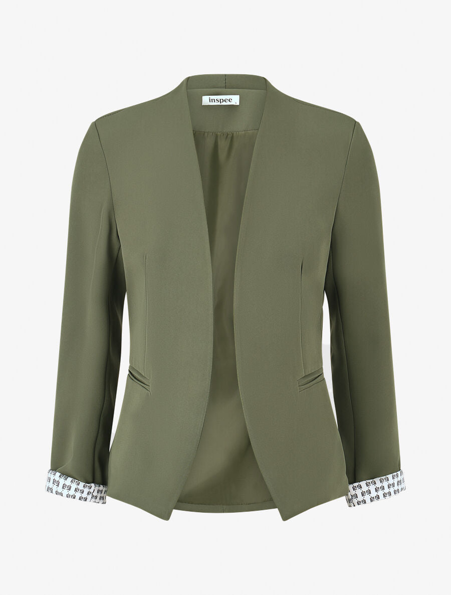 Chaqueta recta con hombreras - Kaki