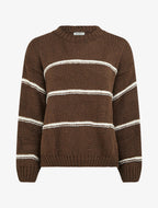 Jersey de punto con diseño a rayas - Marrón/blanco