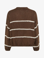 Jersey de punto con diseño a rayas - Marrón/blanco