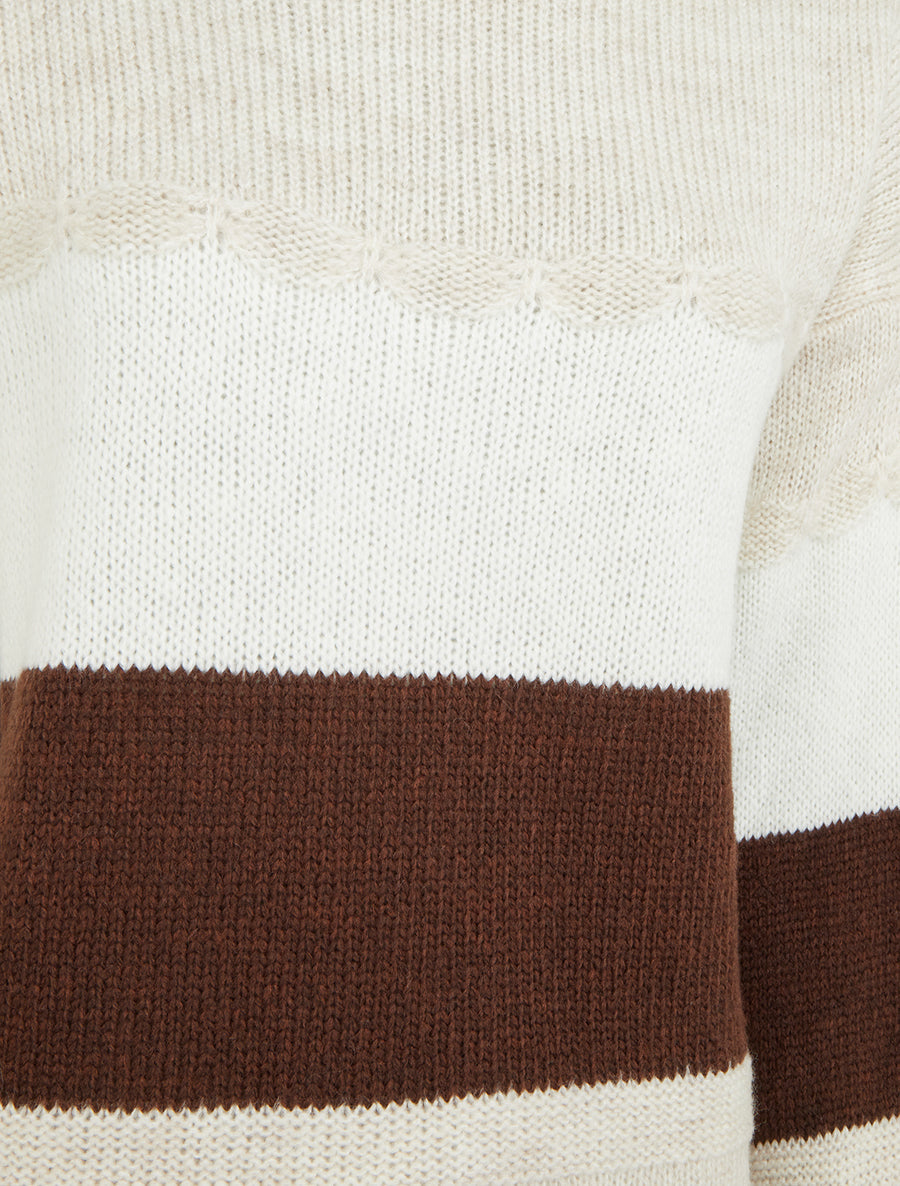 Jersey de rayas con cuello redondo - Beige