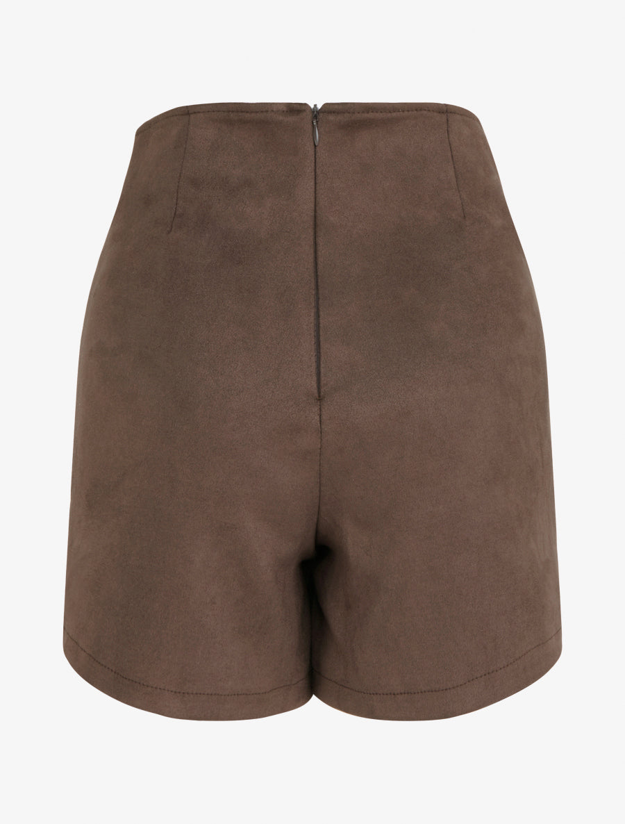 Falda pantalón con cremallera en ante sintético