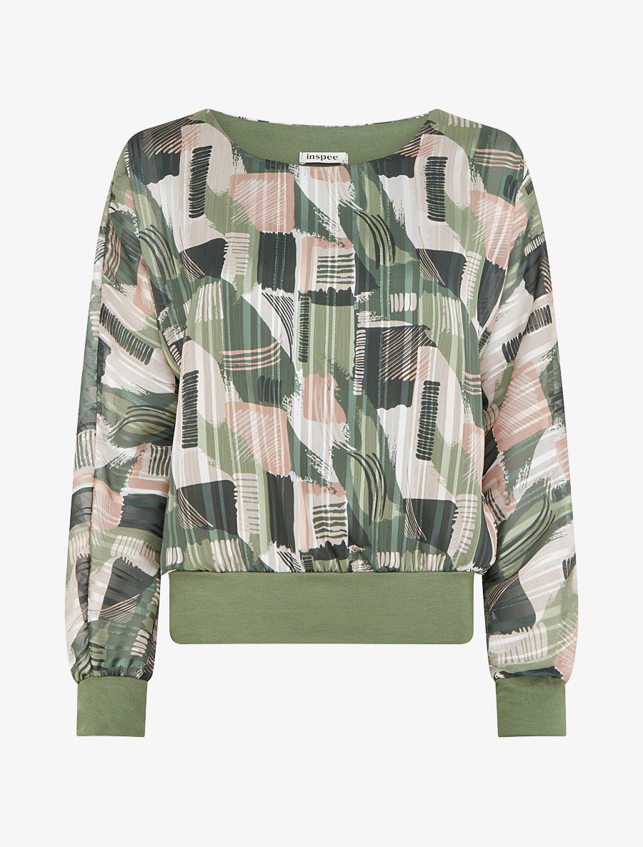 Blusa de gasa estampada con detalles irisados