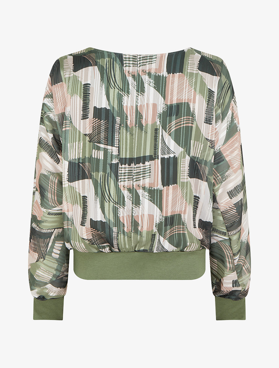 Blusa de gasa estampada con detalles irisados