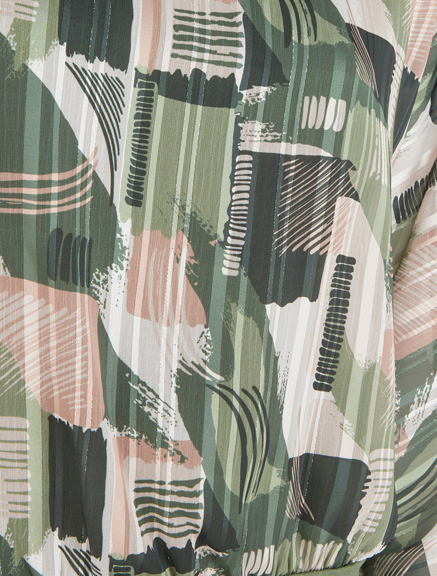 Blusa de gasa estampada con detalles irisados