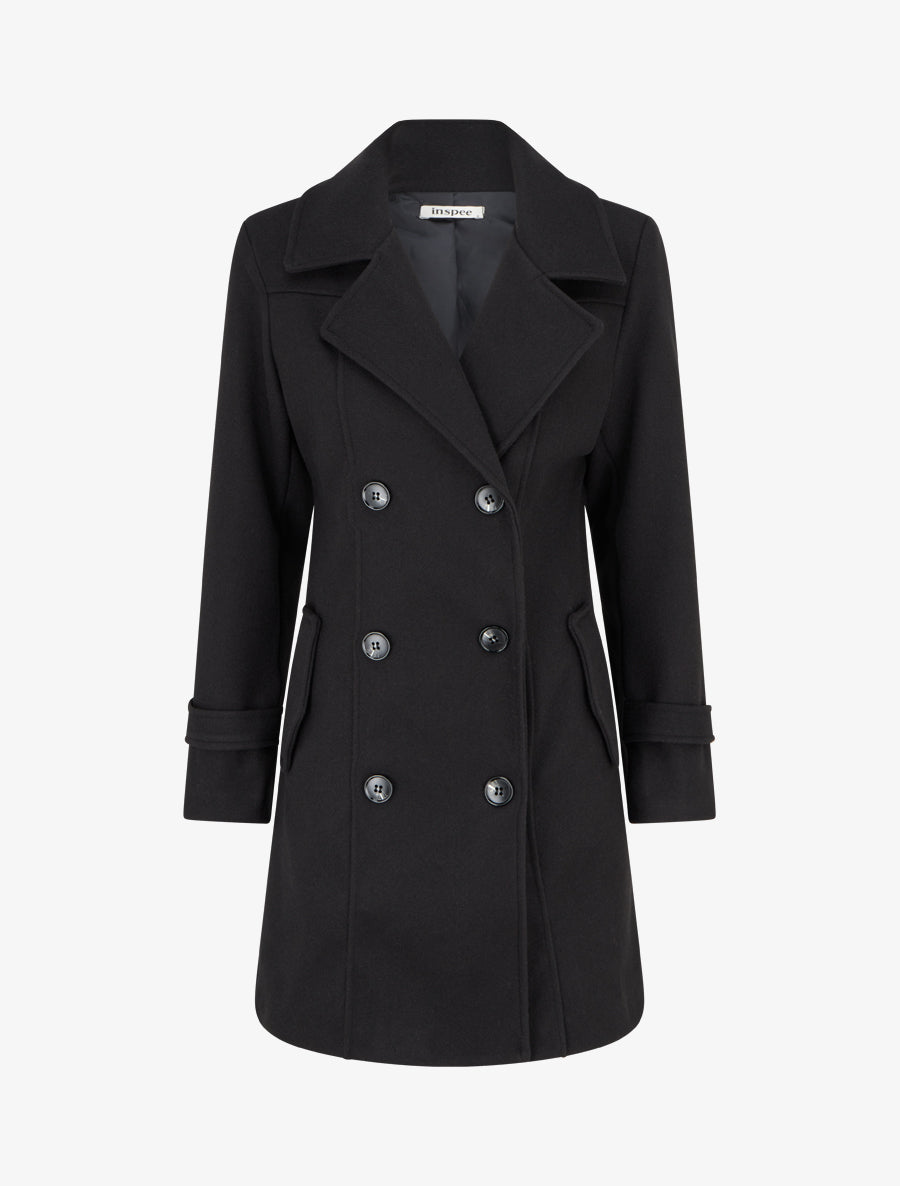 Abrigo recto cruzado - Negro