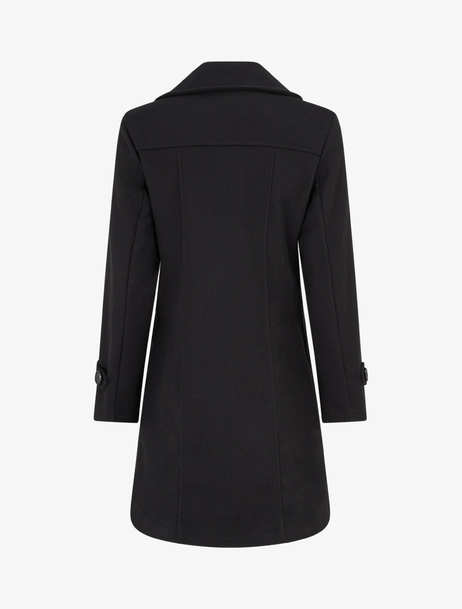 Abrigo recto cruzado - Negro