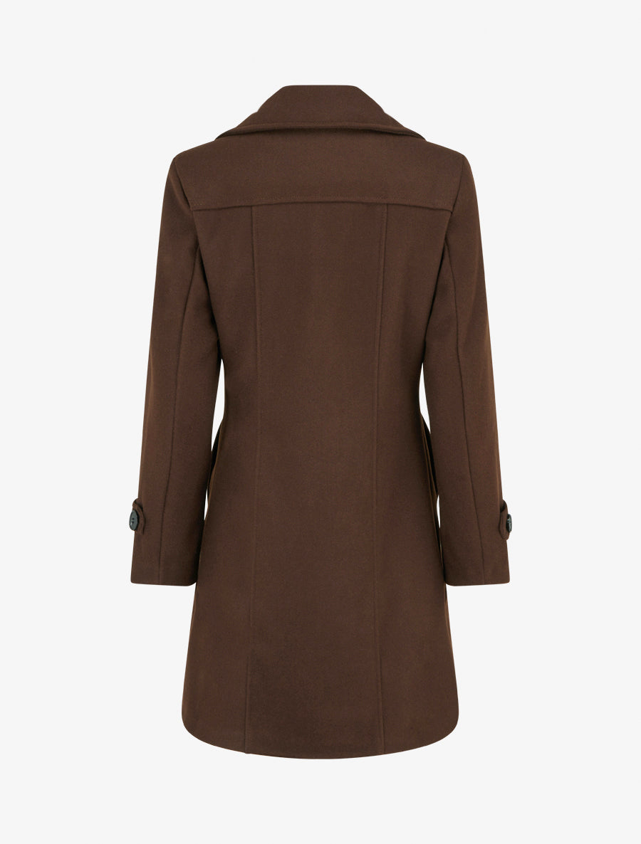 Abrigo recto cruzado - Marrón