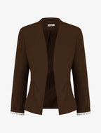 Chaqueta recta con hombreras - Marrón