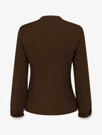 Chaqueta recta con hombreras - Marrón