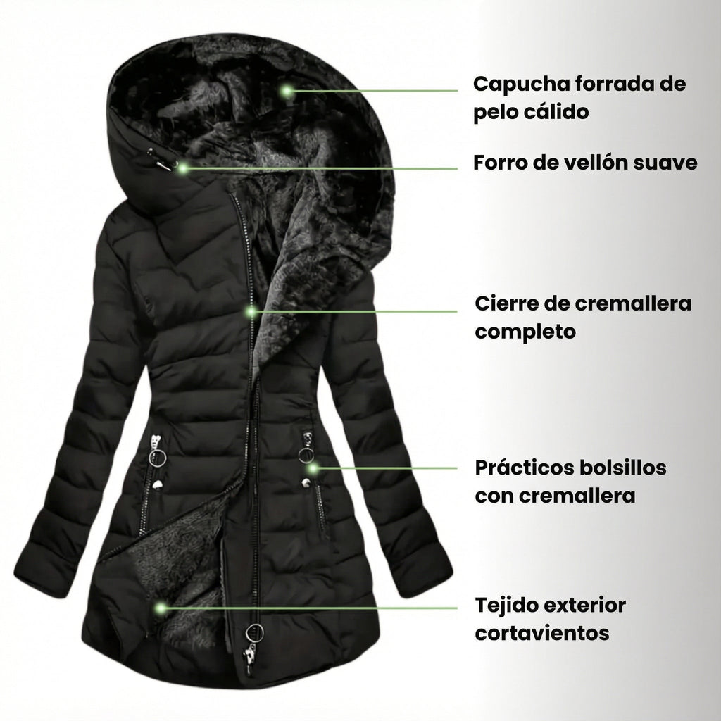 Alexandra™ | Abrigo acolchado impermeable con capucha