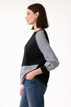 Sudadera layered efecto camisa