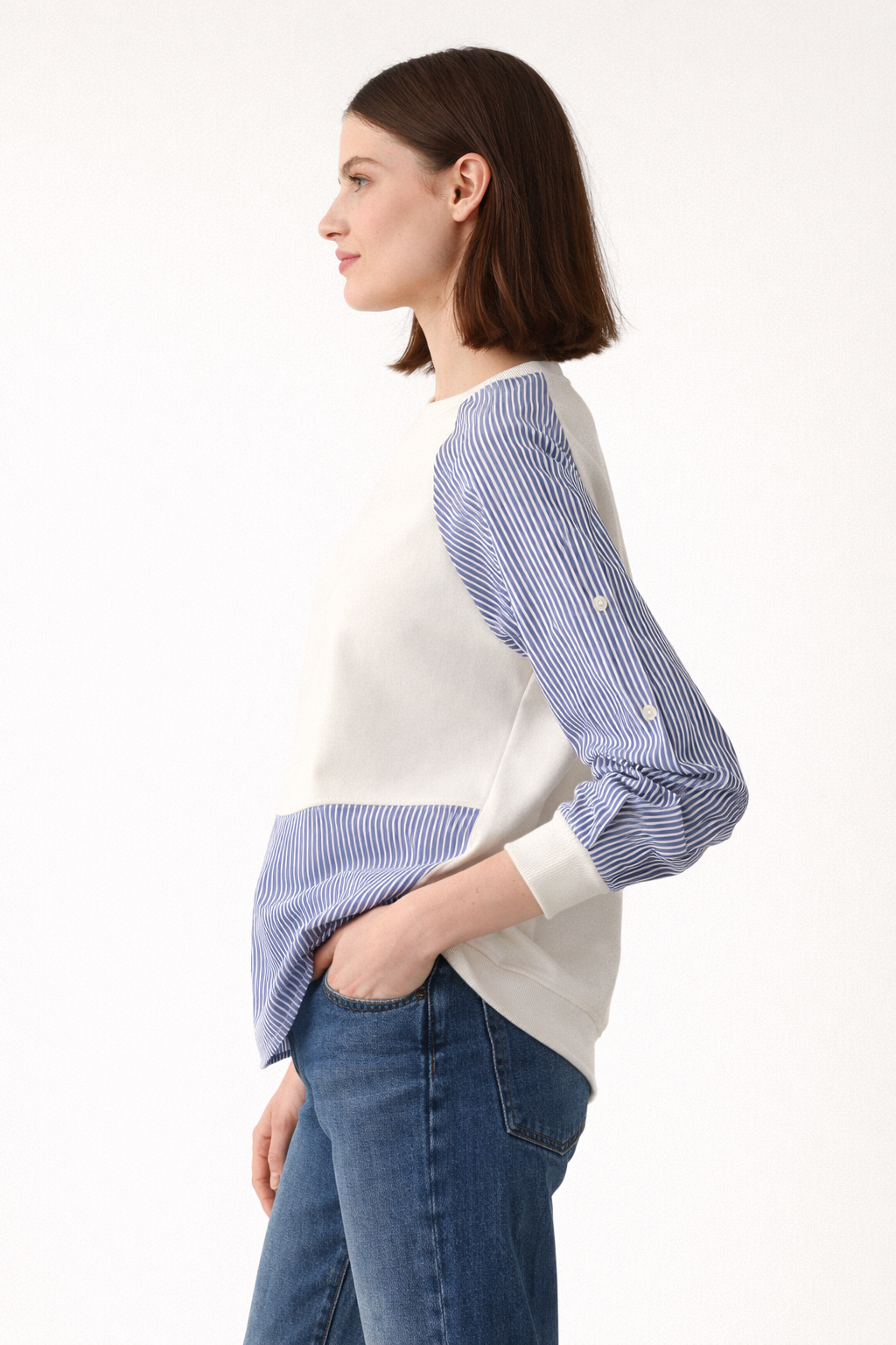 Sudadera layered efecto camisa